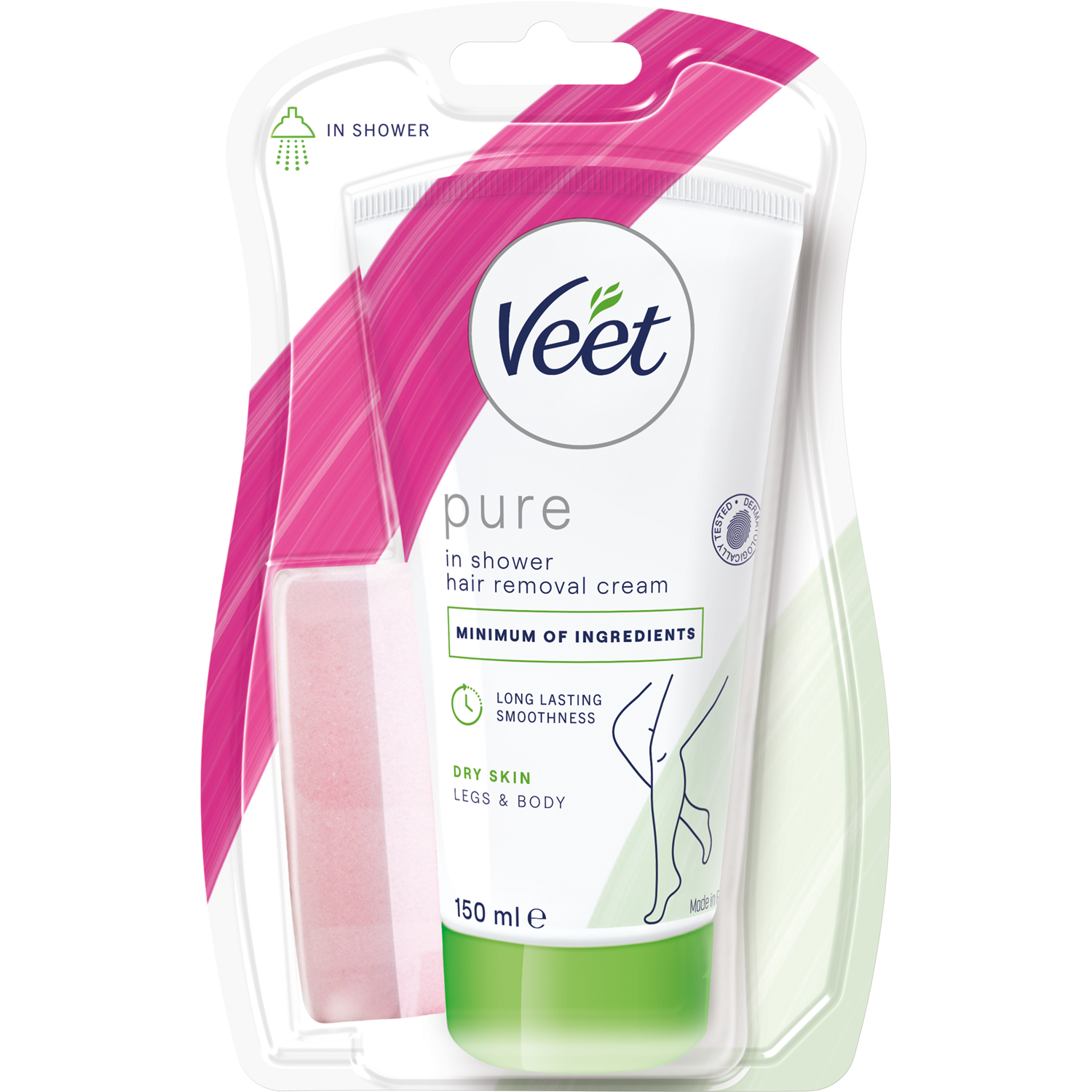 Veet Pure In-Shower Hair Removal Cream Legs and Body Dry Skin
