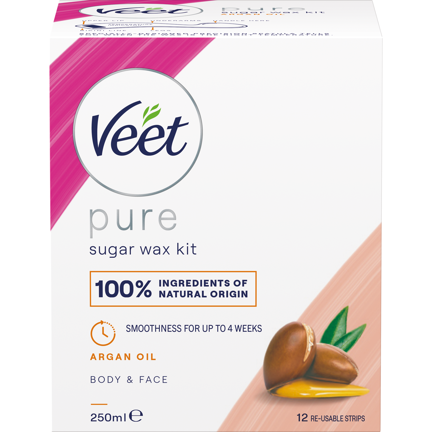 Veet Pure Sugar Wax Kit Argan Oil Body & Face